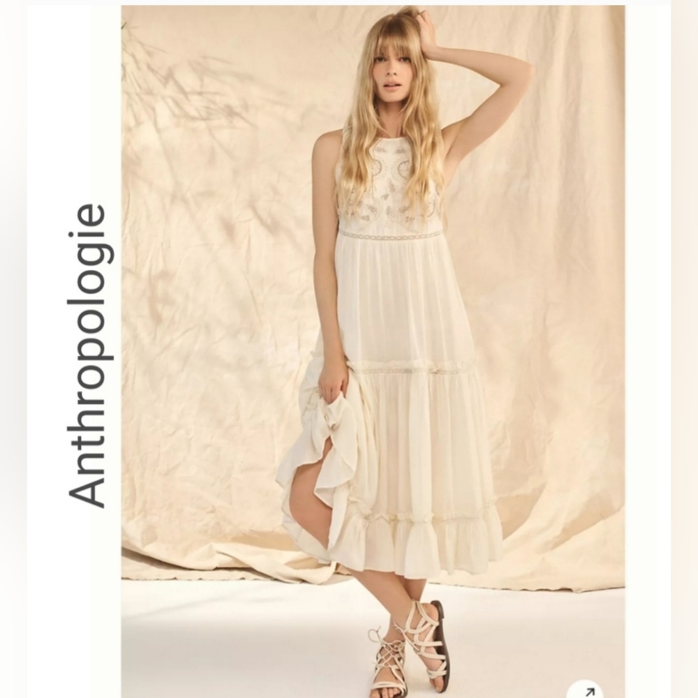 NWT Anthropologie Pinnacle Embroidered Maxi Dress Size Small